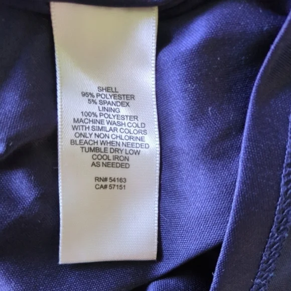 Eliza J 3/4 Sleeve Lined Side Ruched Dress Navy/White Size 8 - Picture 6 of 7